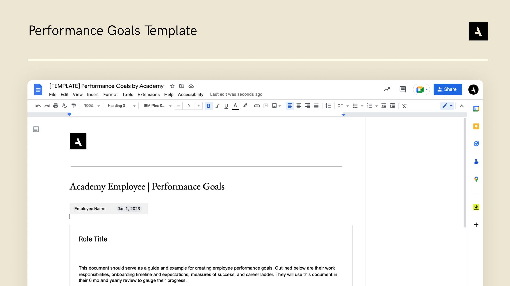 An Image of performance goals template