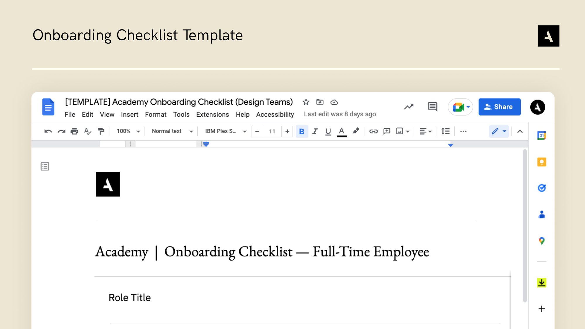 An Image of a onboarding checklist template