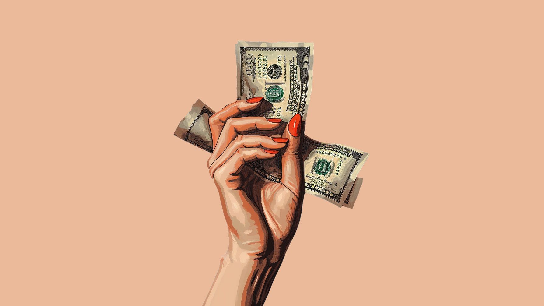 How does a UX Staffing agency make money illustration of hand holding money.